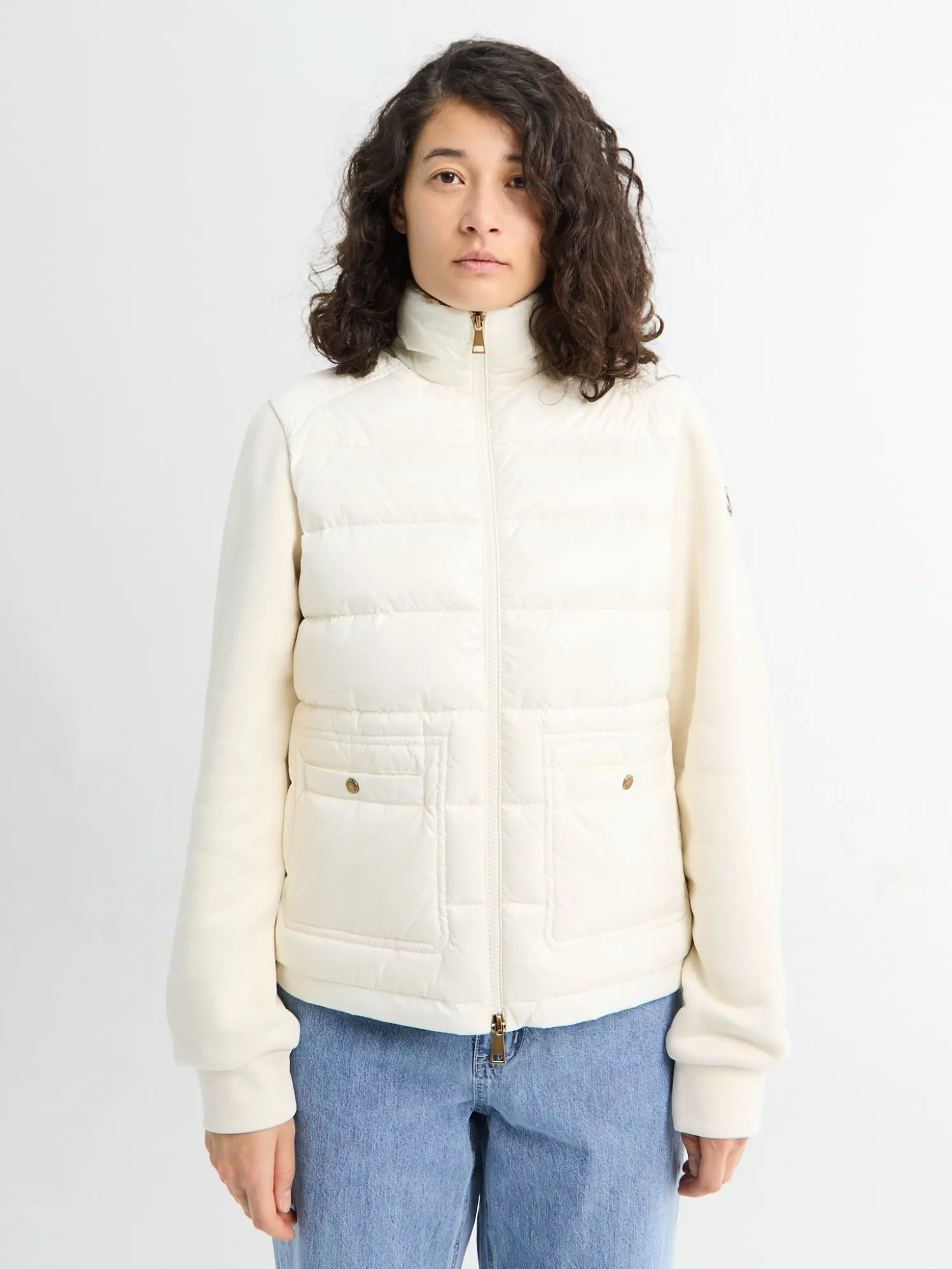 Zip Up Cardigan i Natural