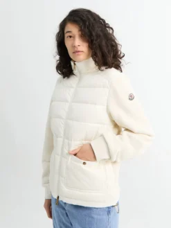 Zip Up Cardigan i Natural